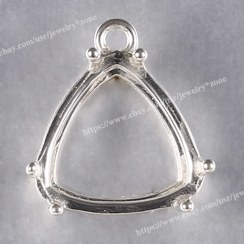 Sterling Silver Pre-Notched Earring/Pendant Setting 4mm-16mm Trillion Setting