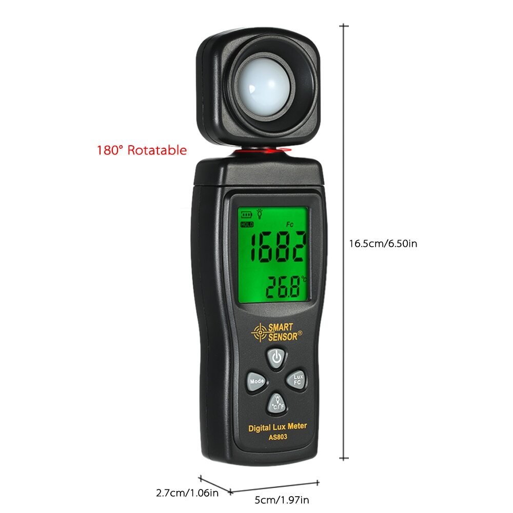 AS803 Handheld Digital Lux Meter Luminance Tester Light Meter 1-200000 Lux Tools