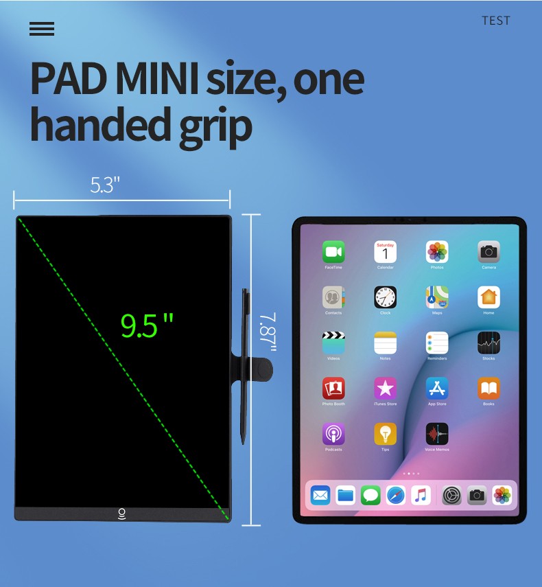 9.5" LCD Writing Tablet Full Screen Drawing Board Reusable Digital Notepad Study