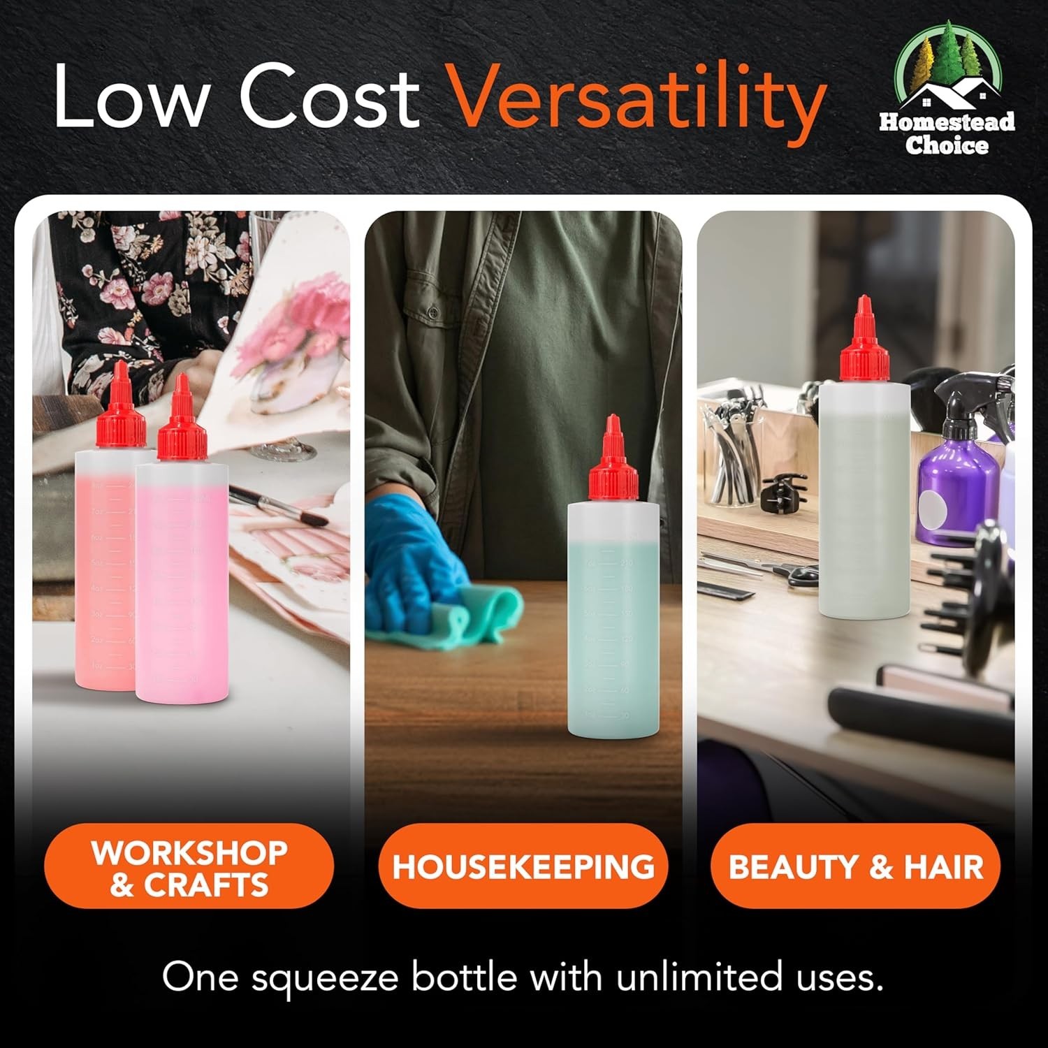 6-pack Plastic Squeeze Bottles for Sauces - 8oz Condiment Squeeze Bottles for...