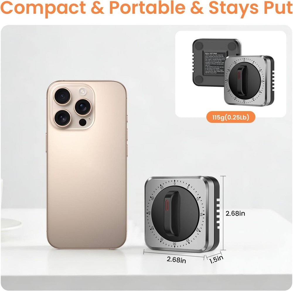 Mechanical Kitchen Timer with Magnet: Wind up Cooking Timer Clock with Loud Alar