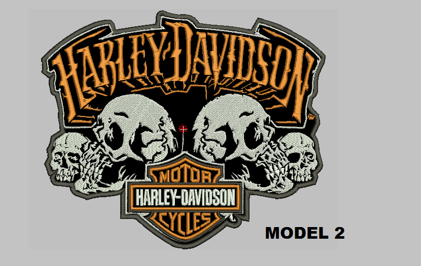 BACK PATCH Harley Davidson two Skulls 13 x 11 inches