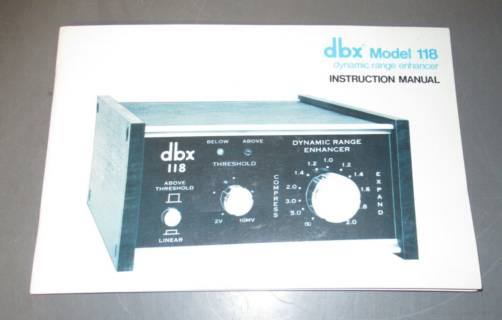 DBX 118 Dynamic Range Enhancer  Vintage Original Manual