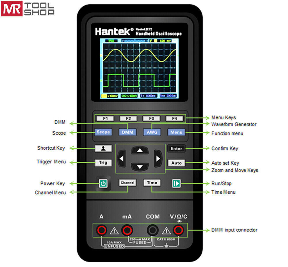 Hantek Handheld Oscilloscope Multimeter Waveform Generator 2D42 2D72 2C72 2C42