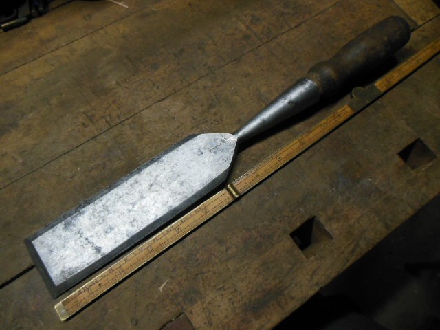 vintage GLOBE 2" wide bevel edge socket style wood chisel  old carving tool