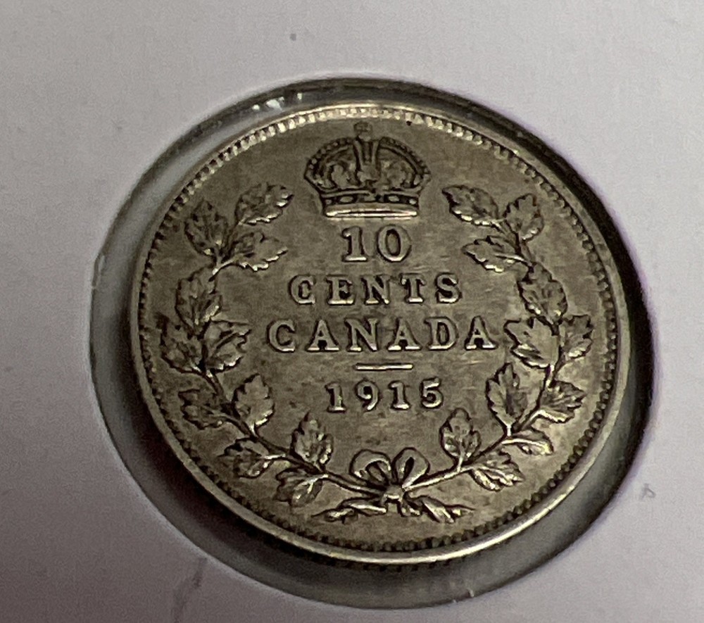1915 Canada 10 Cent Silver Dime Coin