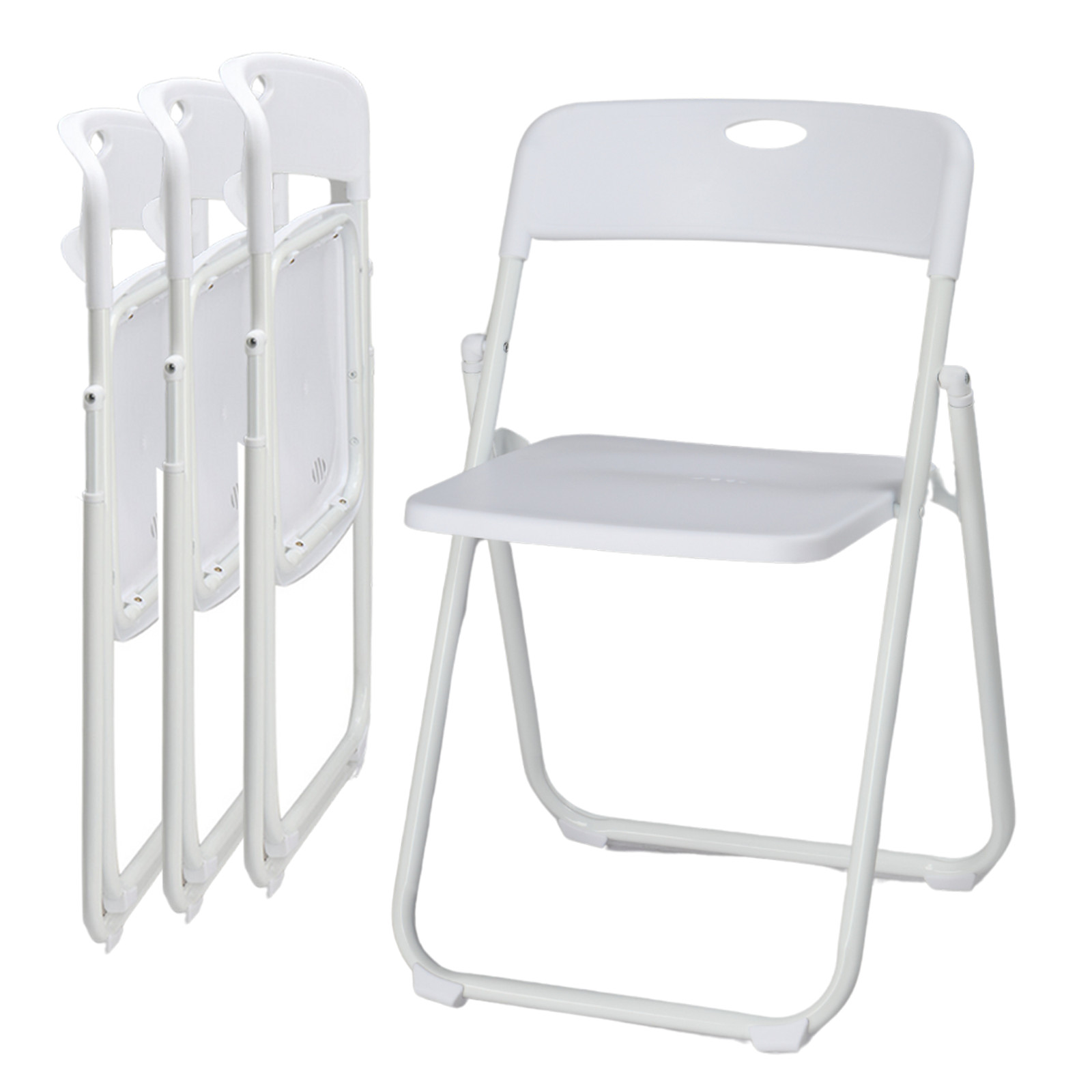 4 Pieces Plastic Folding Stackable White Chair Seat Outdoor Garden Wedding Party
