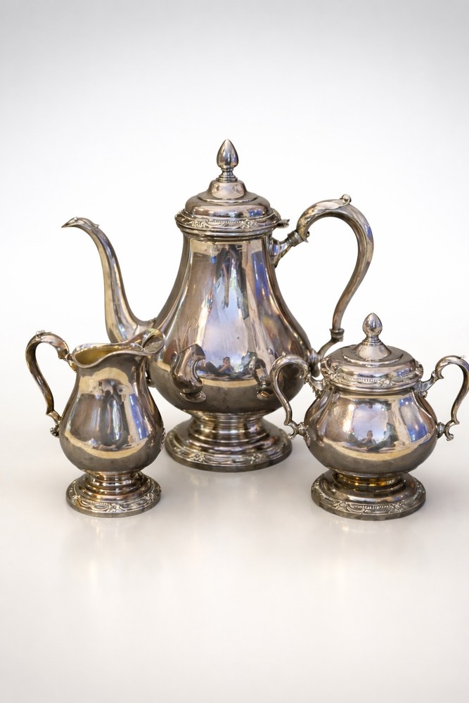 Authentic 1847 Rogers Bros “Remembrance” Silverplate Tea Set – 3 Pieces