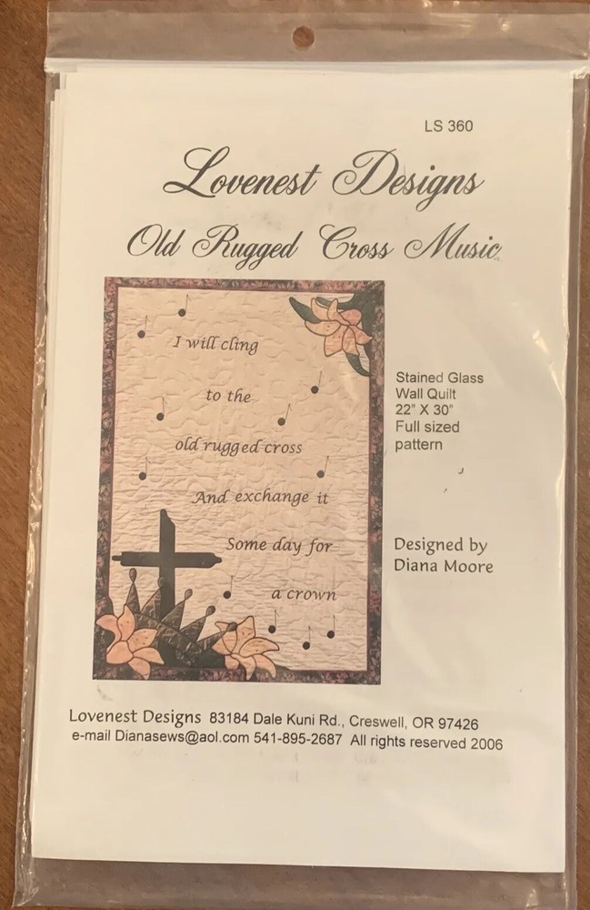 Lovenest Designs Old Rugged Cross Music Pattern