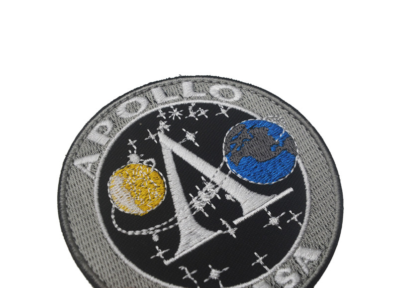NASA APOLLO Space Program Hook Patch Embroidered Badge Vintage Gray Blue