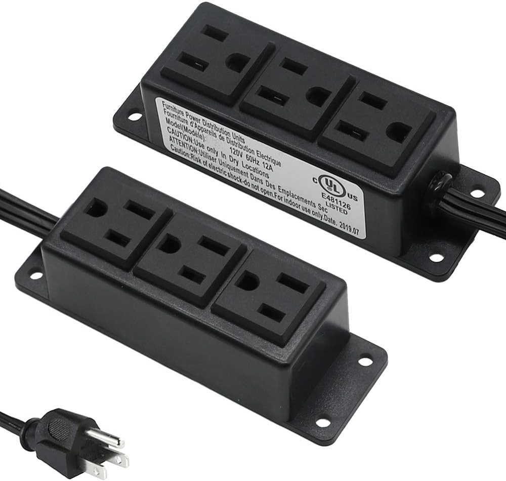 Surface Mounted Power Strip 3 AC Grounded Outlets Mountable Power Strip Socket A