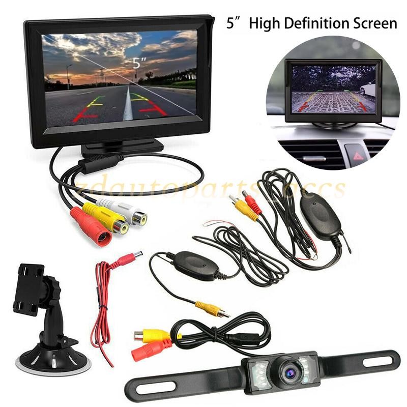 5" Monitor Backup Camera Car Rear View Wireless HD Parking System Night Vision