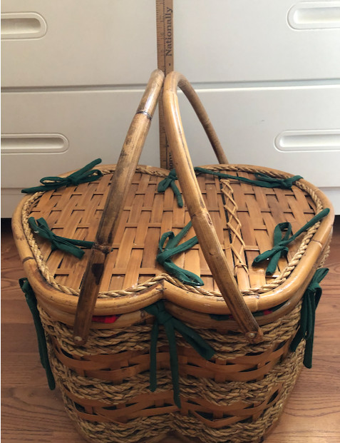 Picnic Basket Apple Shaped Large Padded Inside