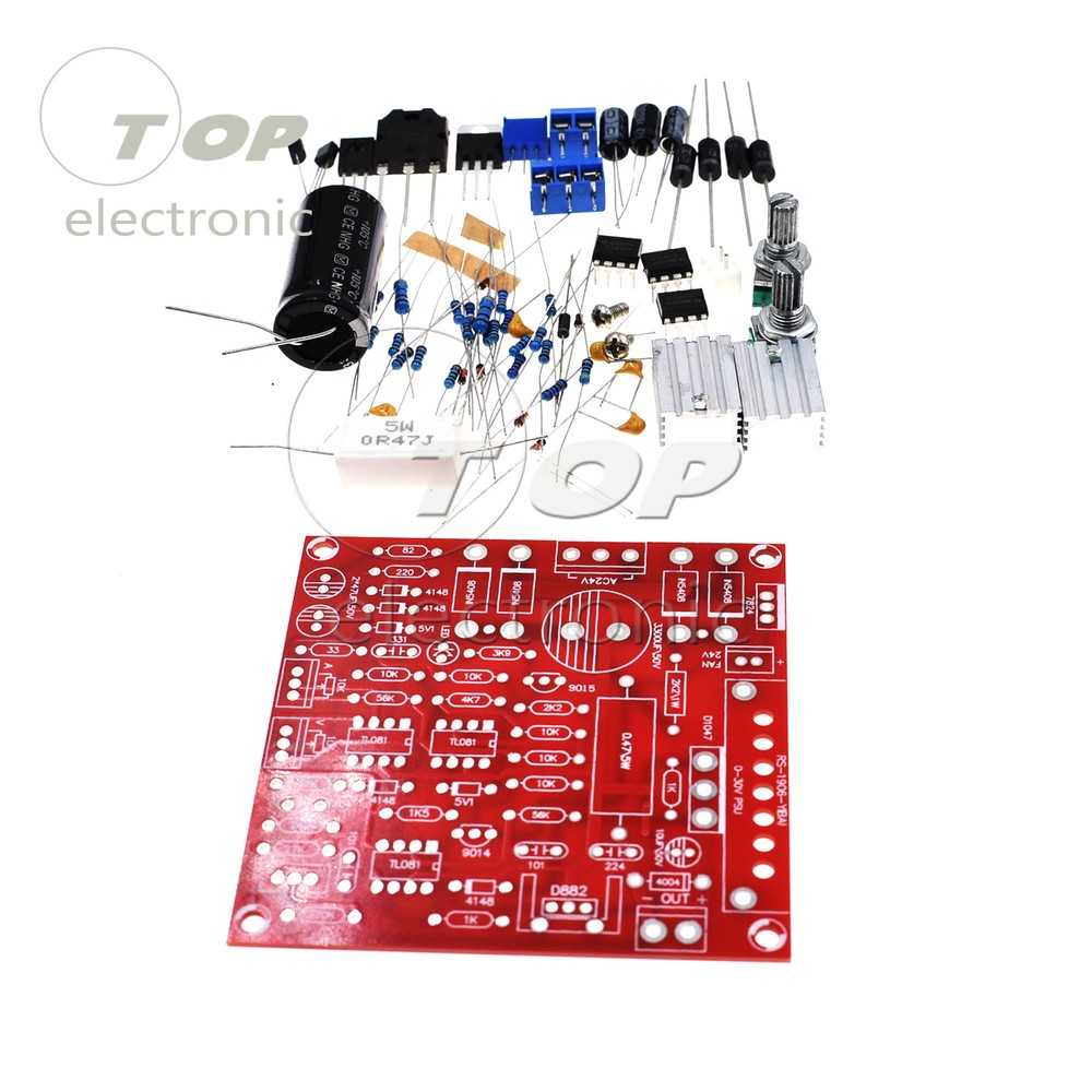 Red 0-30V 2mA-3A Continuously Adjustable DC Regulated Power Supply DIY Kit PCB