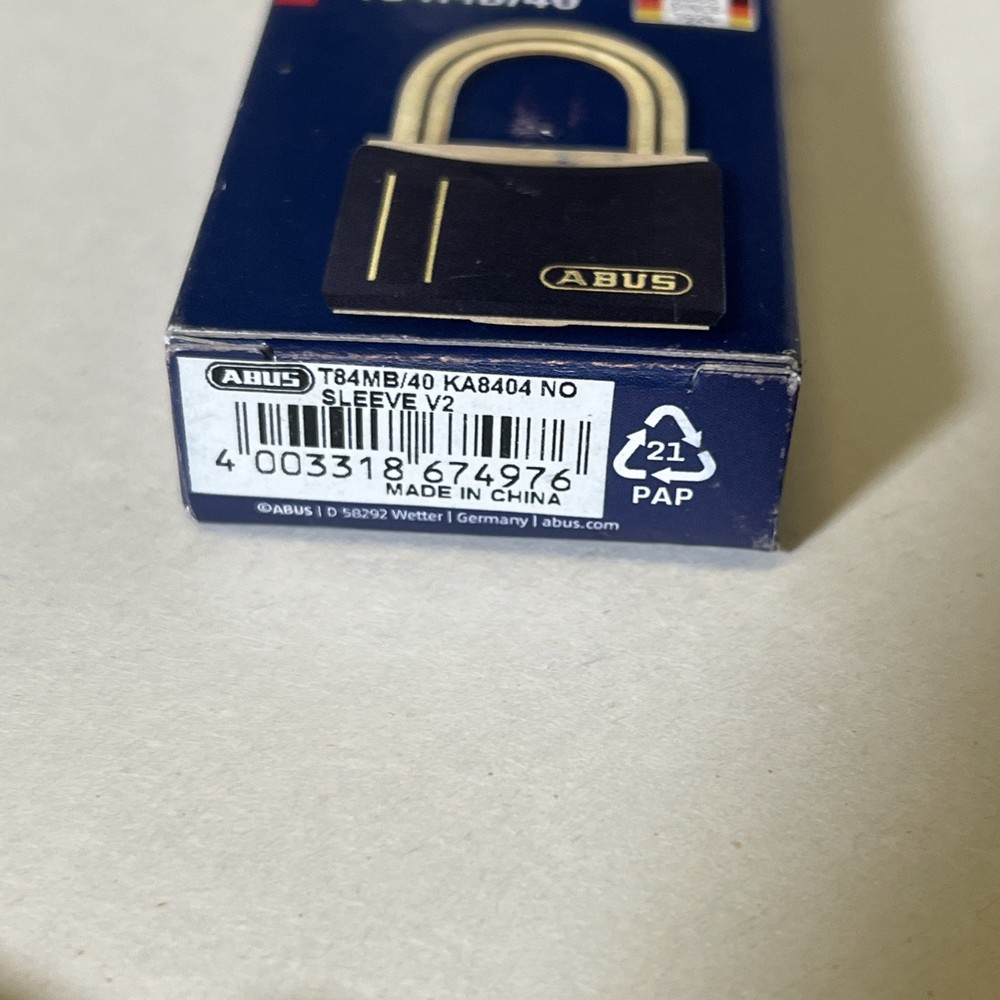 Abus T84MB/40 Yellow Rustproof Padlock KA 8404