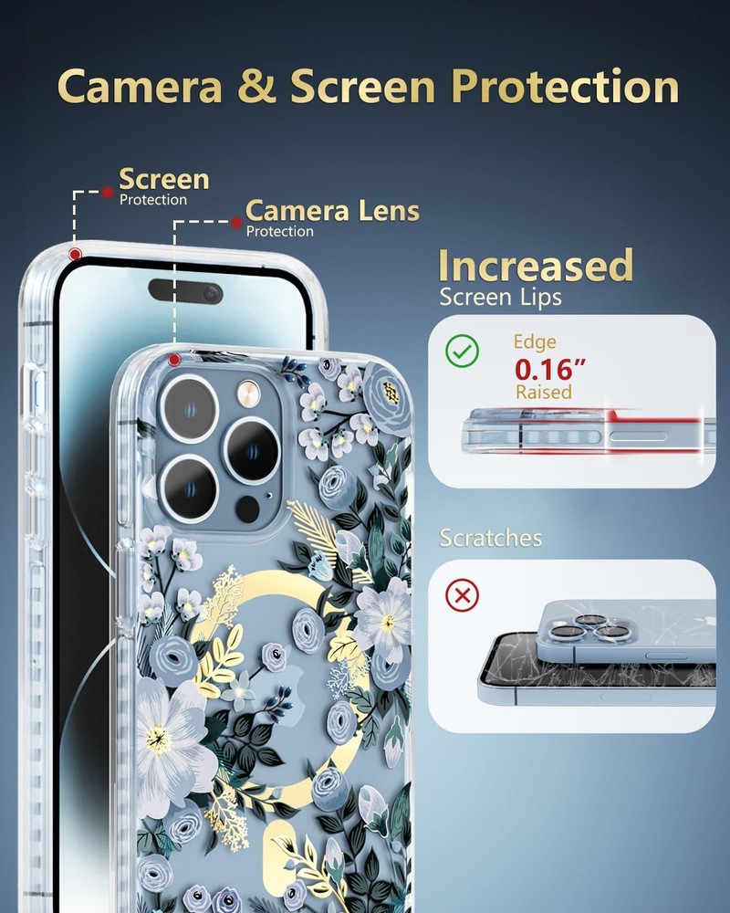 SCORPIFY iPhone 14 Pro Max Case, MagSafe Compatible, Blue Nemophil