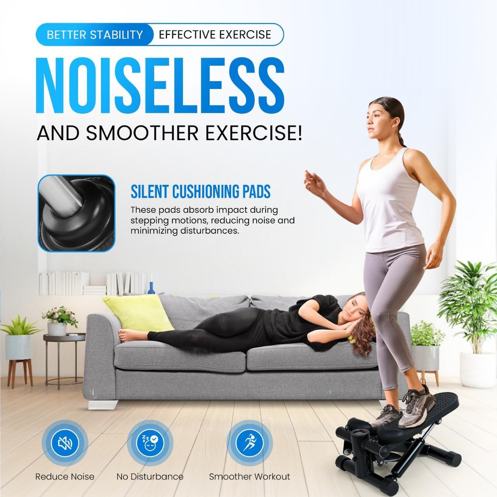 Compact Mini Stepper with Resistance Bands for Home Workout