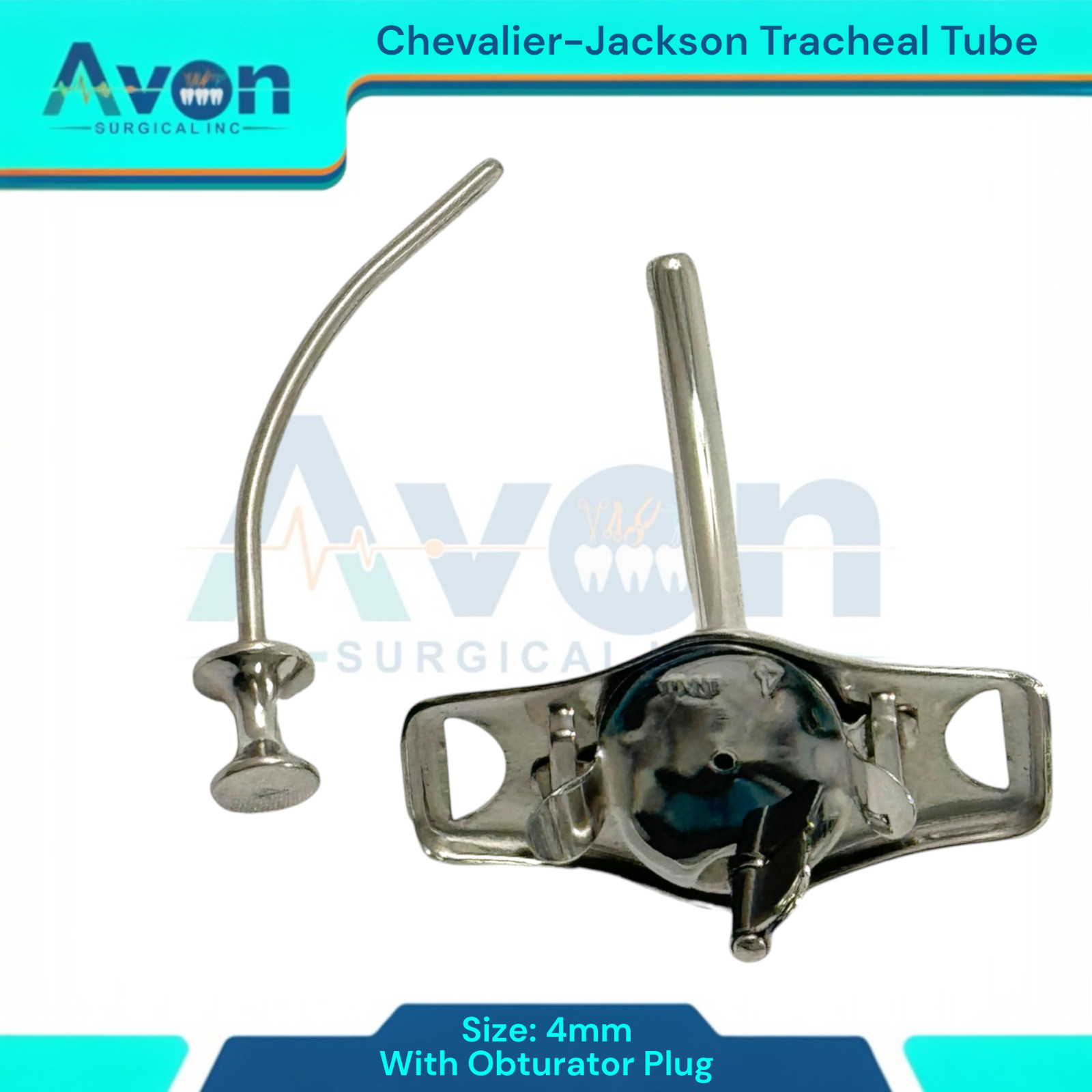 Jackson Tracheal Cannula Tube with Obturator Plug, Metal, Tracheostomy Tool, 1pc