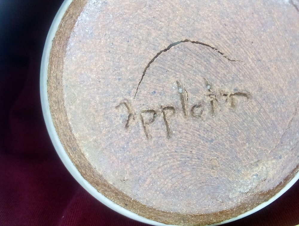 Mid Century Pottery Pair With Lids / Appleton Signed