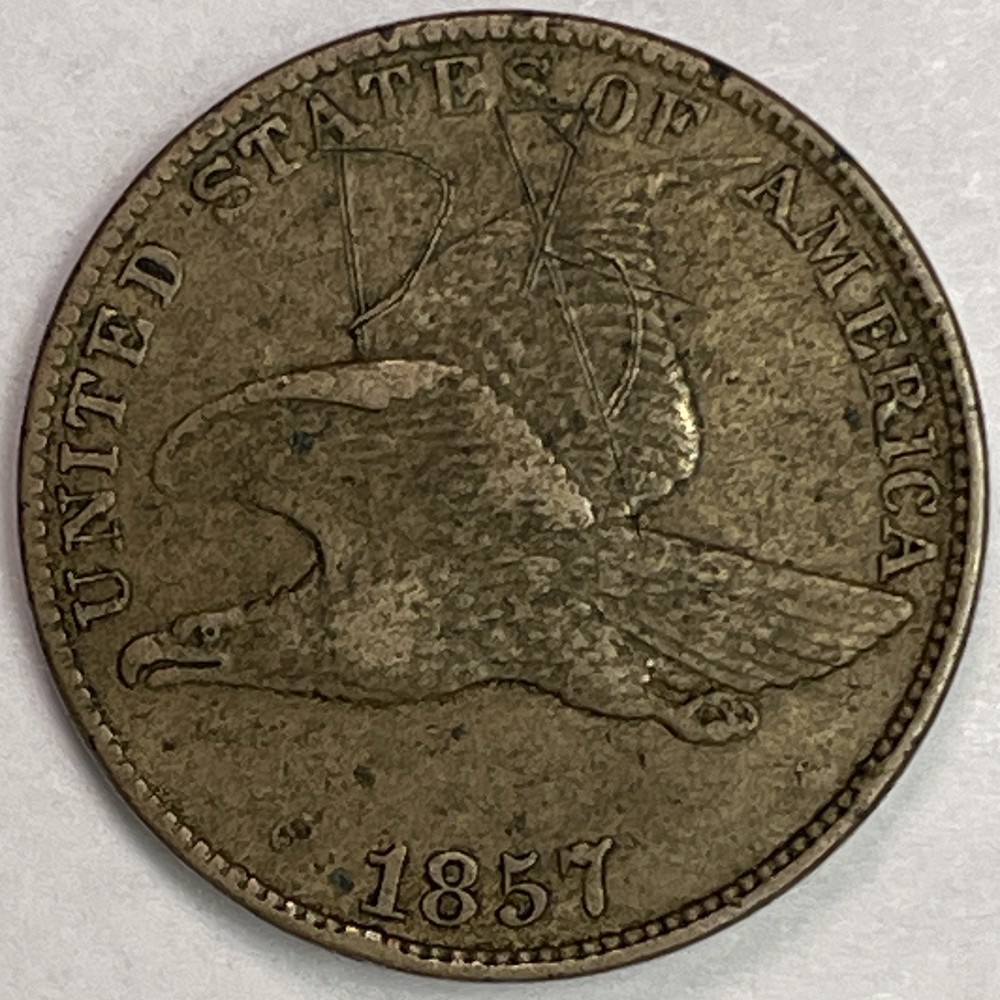 1857 Flying Eagle Cent Extremely Fine XF Coin, Scratch #11795