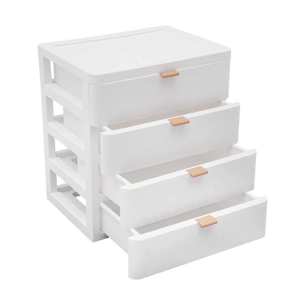 Stylish White Desk Organizer with 4 Drawers for Space-Saving Storage