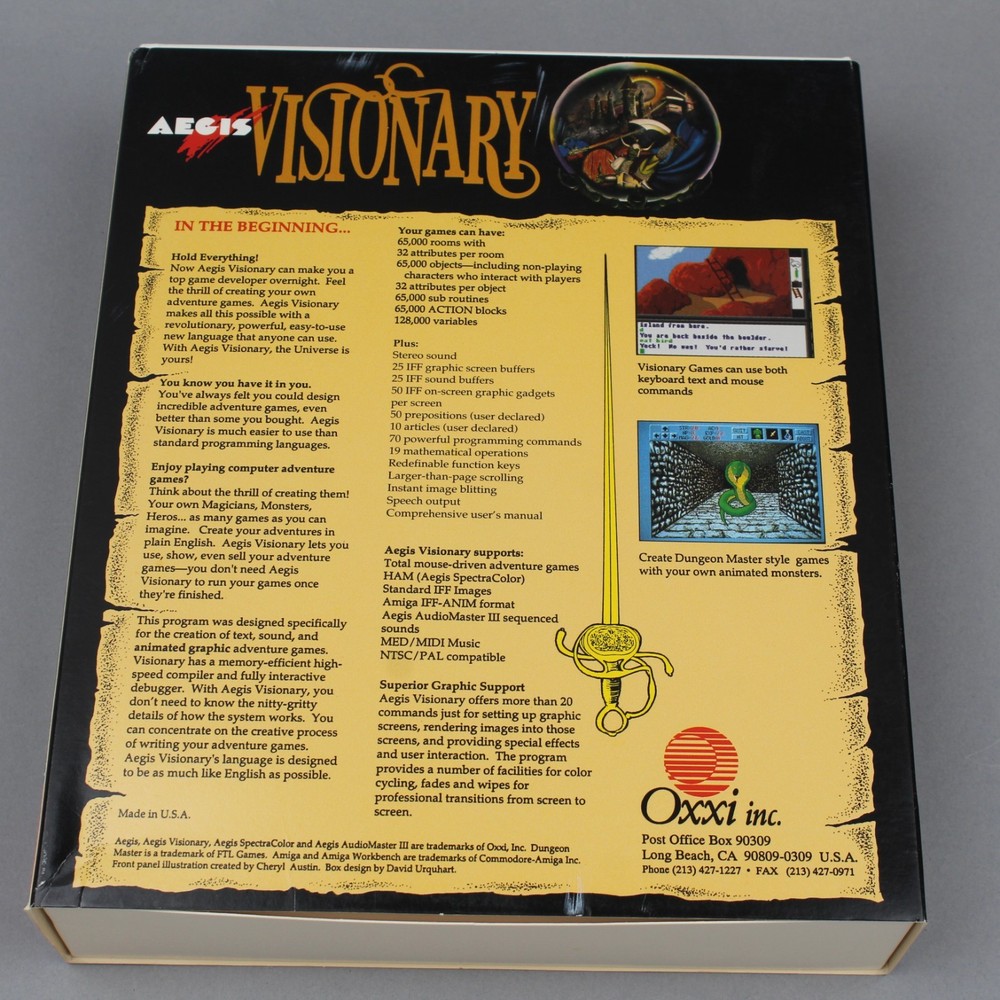 Aegis Visionary D&D Style Game Development Software for Commodore Amiga 3.5"
