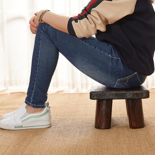 Wooden Stool, Rectangular Bedside Step Stool, Step Ladder for Kitchen &