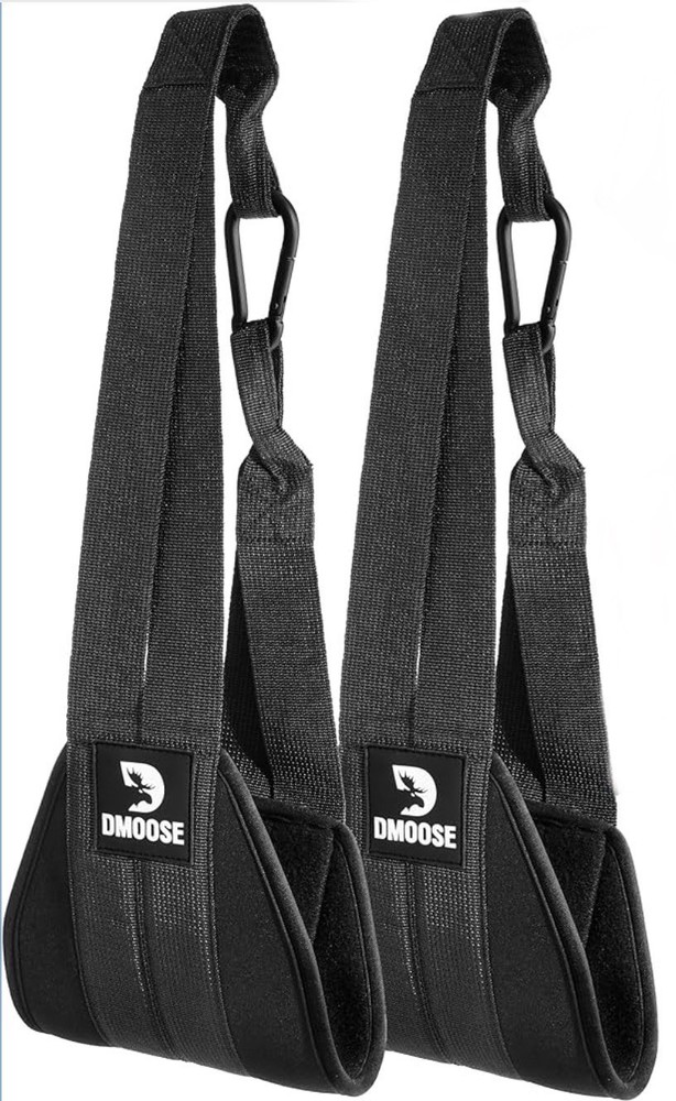 DMOOSE Ab Straps Black Padded Arm Support Strong Comfortable Abdominal Exerciser