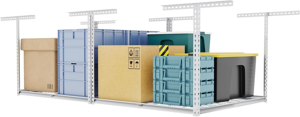 4x8FT Adjustable Ceiling Overhead Garage Storage Rack 600lbs Wall Tool Rack