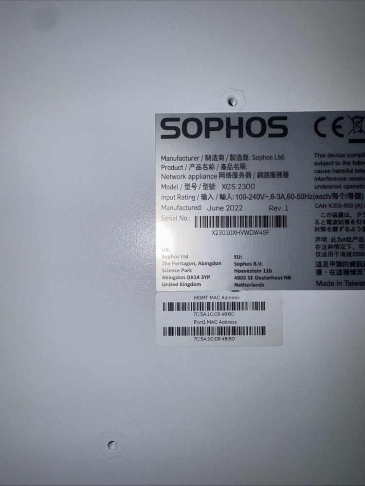 SOPHOS XGS 2300 Network Security Firewall - All Tested Working Read Below