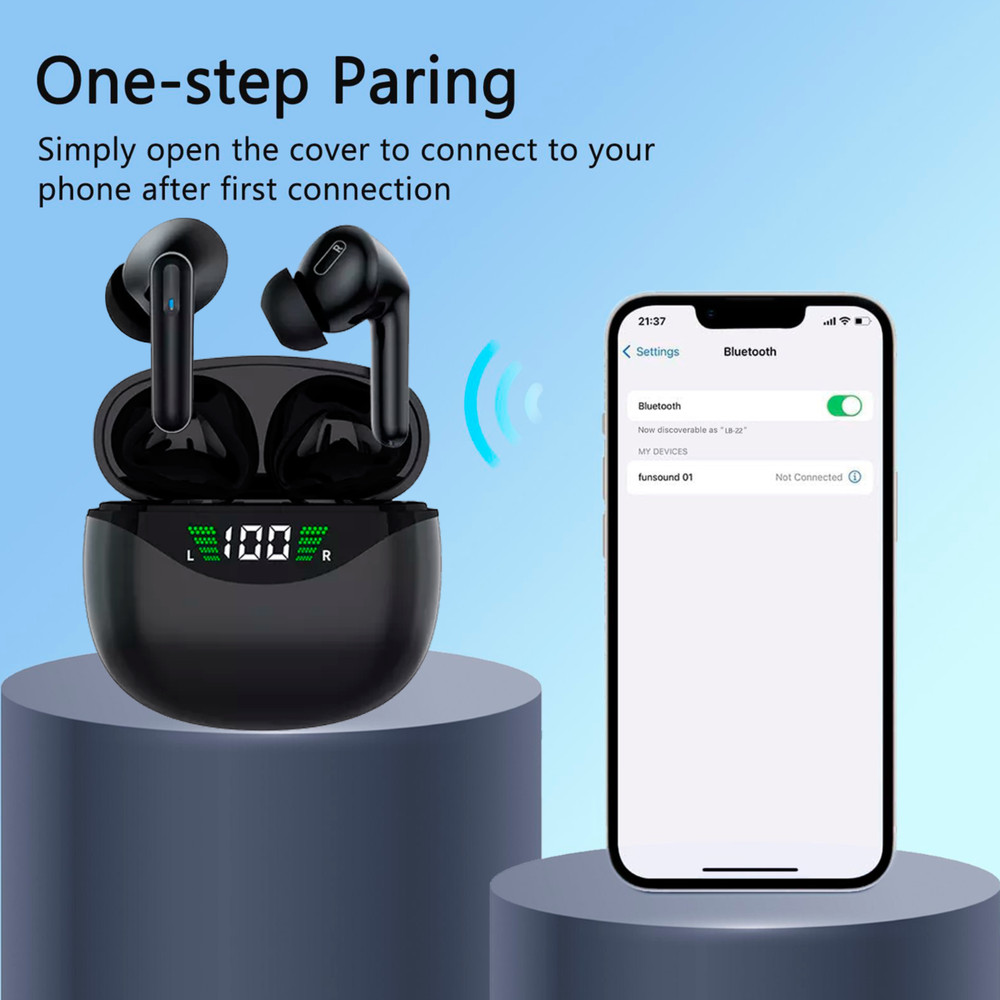 Bluetooth Earbuds Headset 5.3 Wireless Noise Cancelling TWS Trucker Waterproof