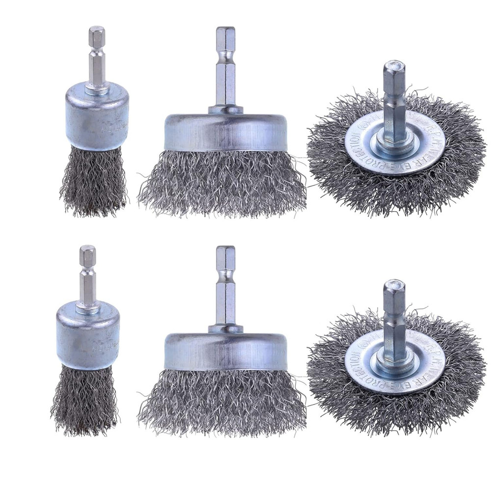 6 Pack Wire Wheel Brush for Drill with 1/4 Inch Hex Shank for Rust Removing