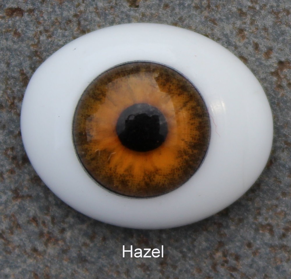 Solid Glass, Flatback Oval Paperweight Eyes - Hazel, 16mm