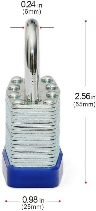 Lot of 12 Piece 40mm Laminated Pad Locks Keyed the Same Alike
