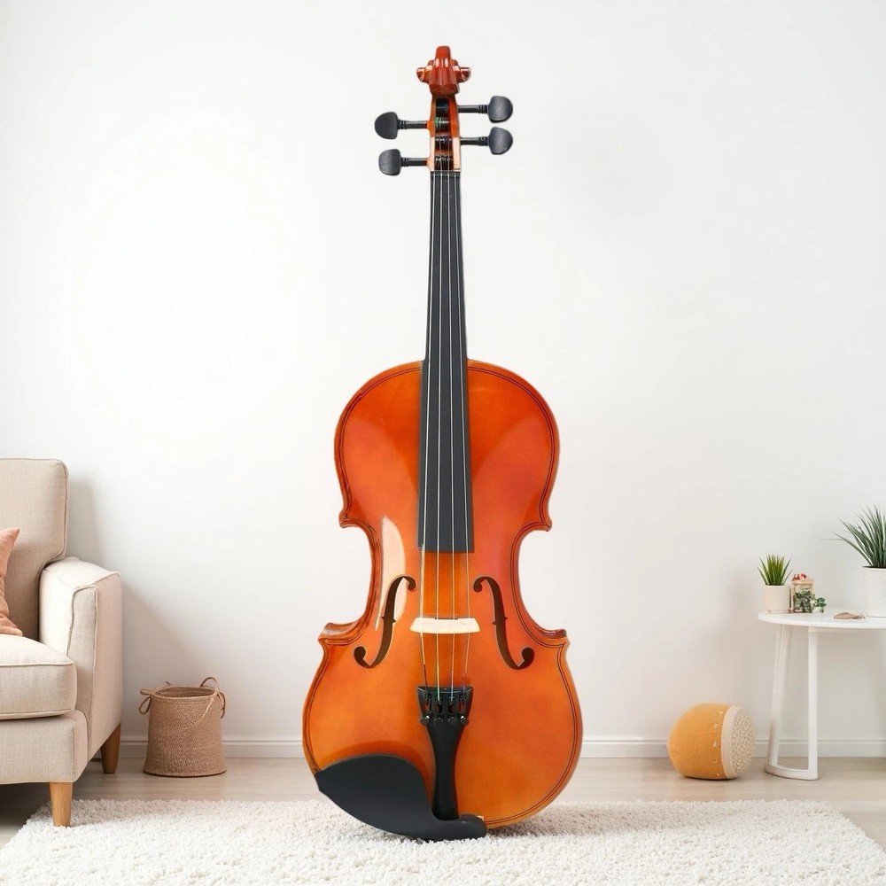 4/4 Full Size Acoustic Beginner Violin Set - Shoulder Rest, Strings, Natural