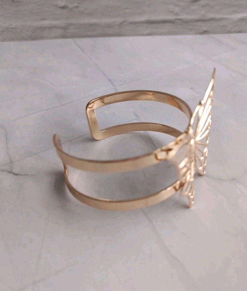 Gold Tone Filagree Butterfly Bangle & Adjustable Ring BNWOT