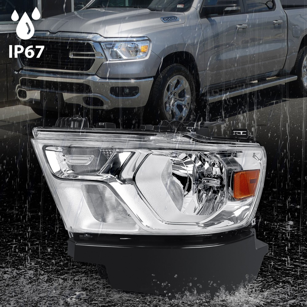 For 2019-2023 Dodge RAM 1500 Chrome Halogen Headlight Headlamp Left Driver Side