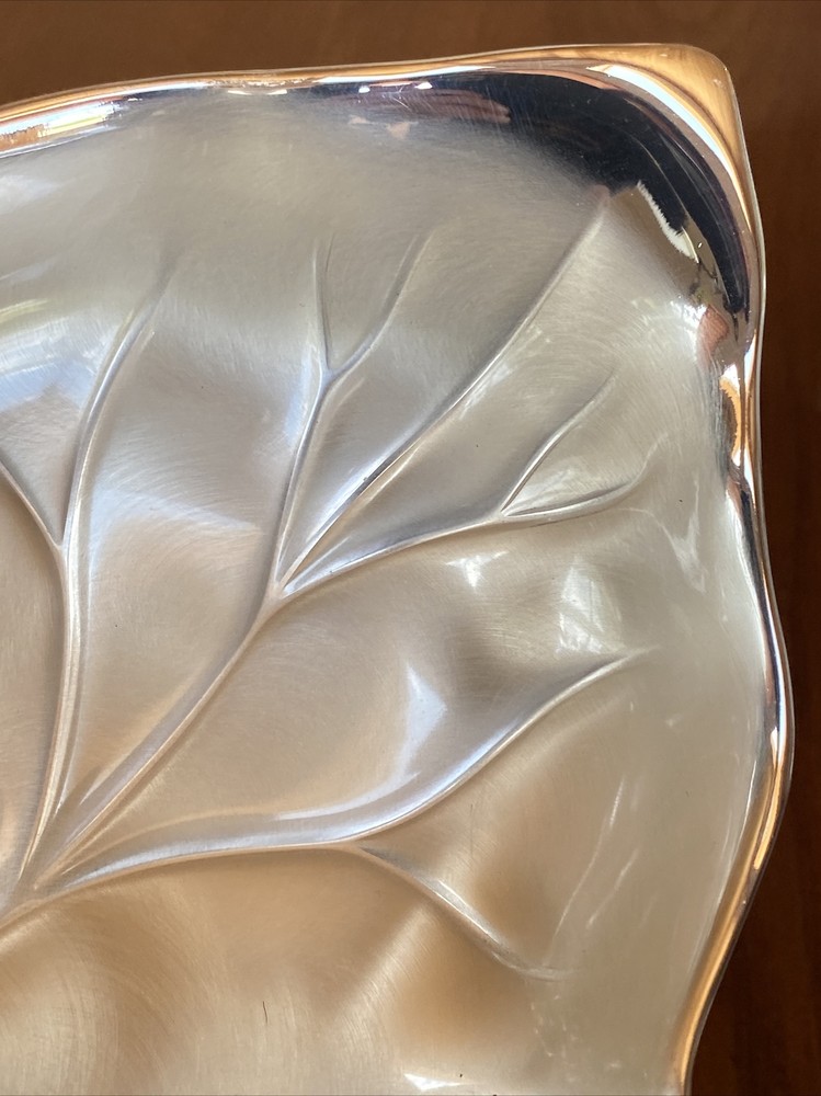 WMF Germany EP BRASS Brushed SilverPlate Footed Grapes 🍇 Handled Leaf Vein Dish