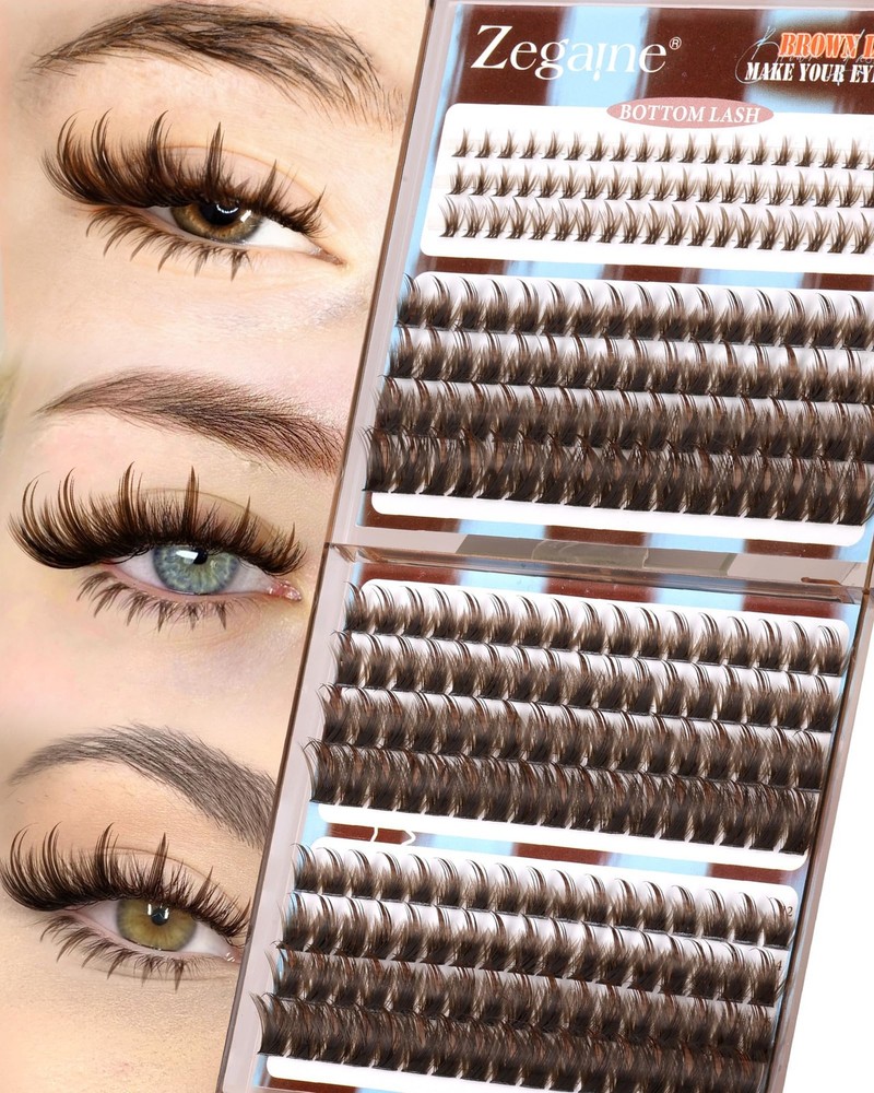Brown Lash Clusters With Spikes Bottom Eyelash Wispy Cluster