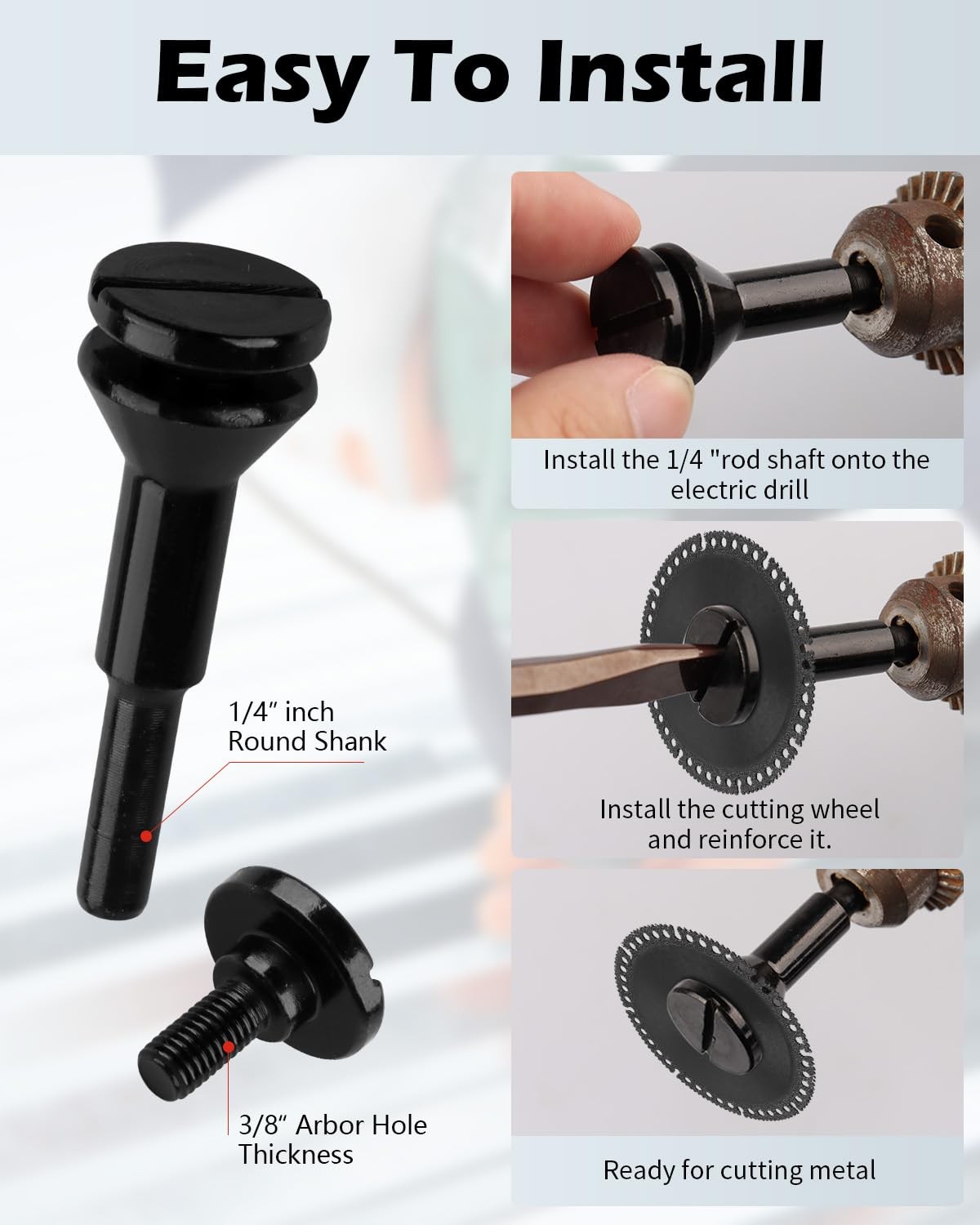 2 Pack Die Grinder Cut Off Wheel Arbor Mandrel 1/4'' & 3/8'' for Drill Grinde