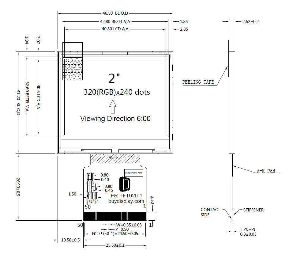 Serial SPI 2" inch TFT LCD 320x240 Touch Screen Display,with ILI9342 controller