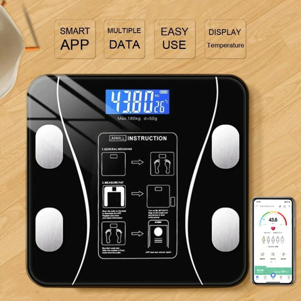 Bluetooth Body Fat Scale, Bathroom Weight Scale Smart Digital Wireless BMI Scale