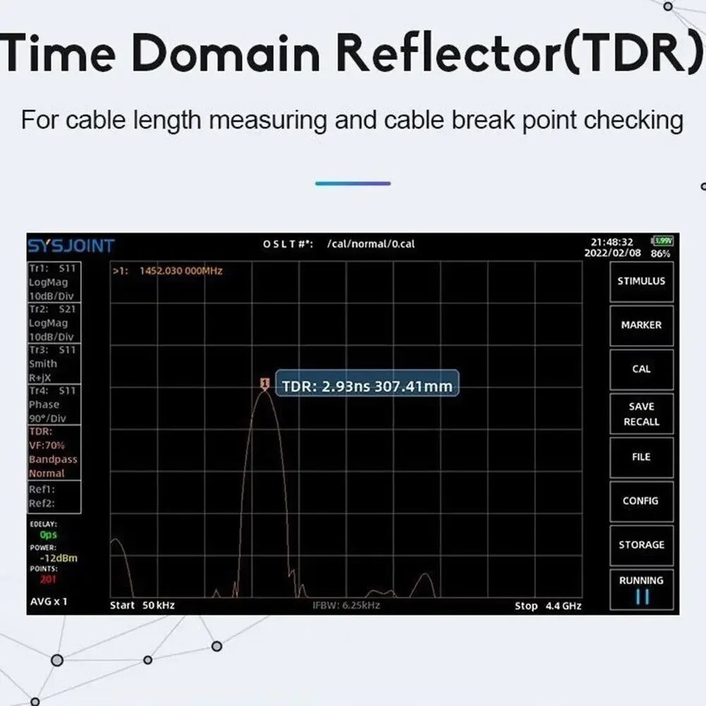 HTOOL SV4401A 50KHz-4.4GHz Vector Network Analyzer 100dB Dynamic VNA 7-inch