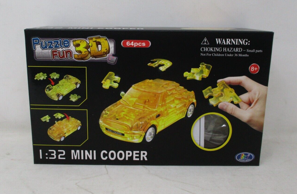 Puzzle Fun 3D 1:32 Mini Cooper- Translucent Yellow - 64 pieces