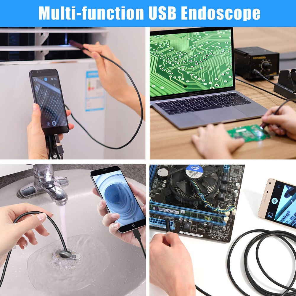 7mm LED HD Snake Endoscope Borescope Inspection Camera for USB Type C Android PC