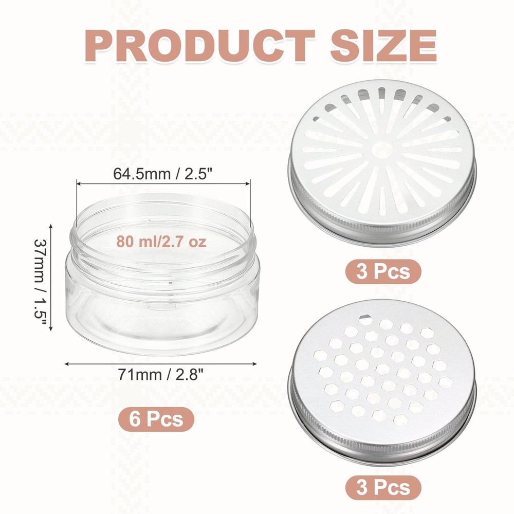 Empty Scent Beads Container, Plastic Freshener Tin 6Pcs & 2.7oz/80ml