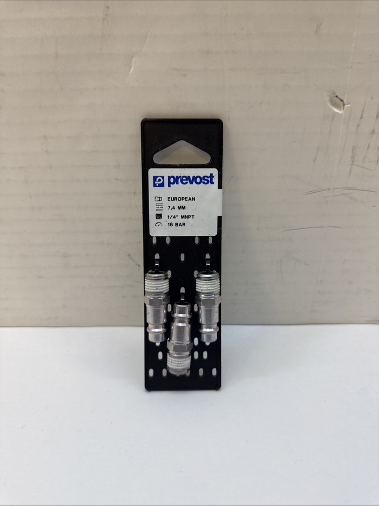 Prevost E-Style 1/4" M NPT x 7.2 7.4 Regular Quick Coupler Plug, 3 Pieces