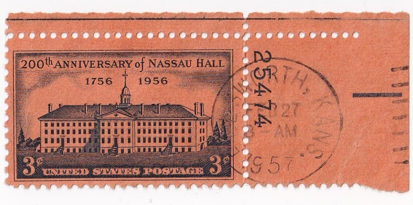 STAMP US SCOTT 1083 "Nassau Hall" 3 CENT 1956 USED WITH PB # - A