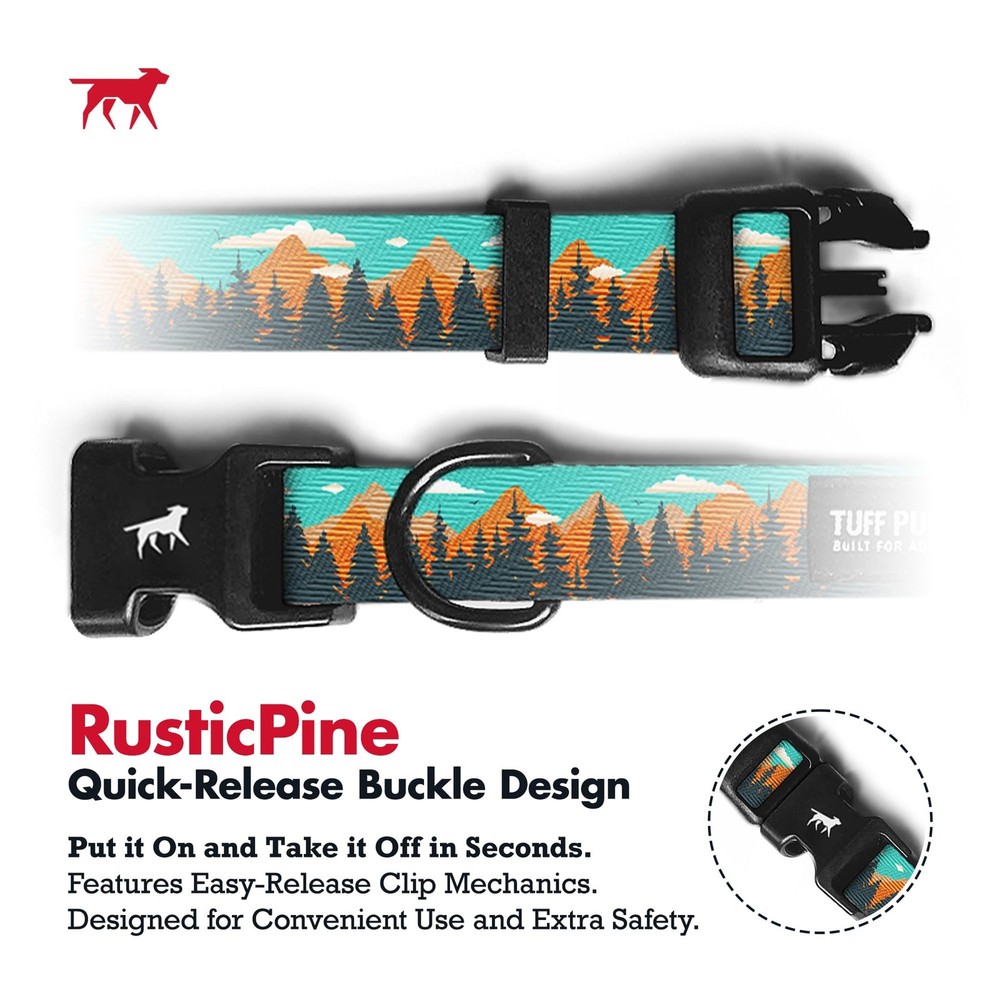 Adjustable Dog Collar Quick Release Buckle RusticPine Print Small 0.7 Inch