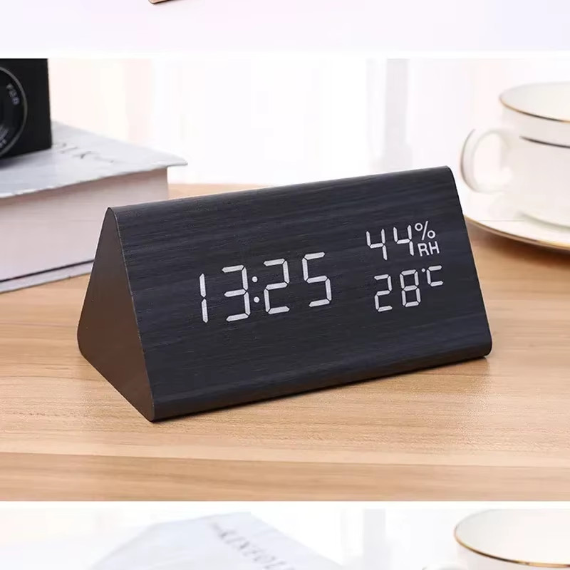 LED Student Alarm Clock Simple Wall Clock Temperature Display Sound Control Tabl